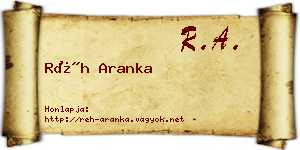 Réh Aranka névjegykártya