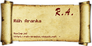 Réh Aranka névjegykártya